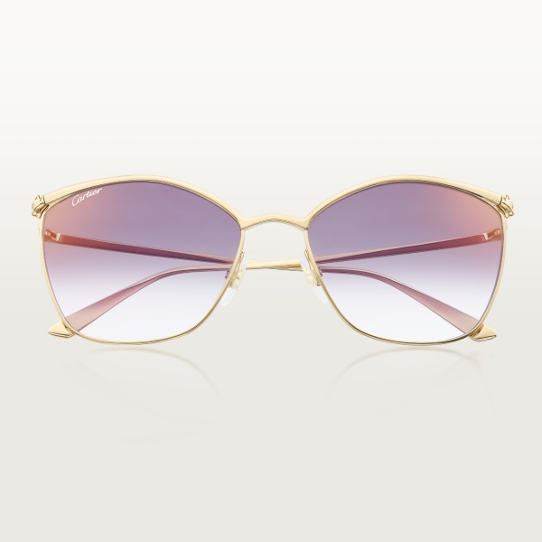 Panthère de Cartier Sunglasses Smooth golden-finish metal, purple lenses