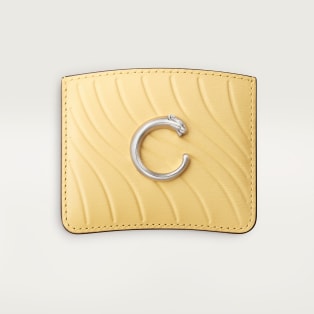Simple card holder, Panthère C de Cartier Mimosa yellow calfskin, embossed with Cartier signature motif, palladium finish