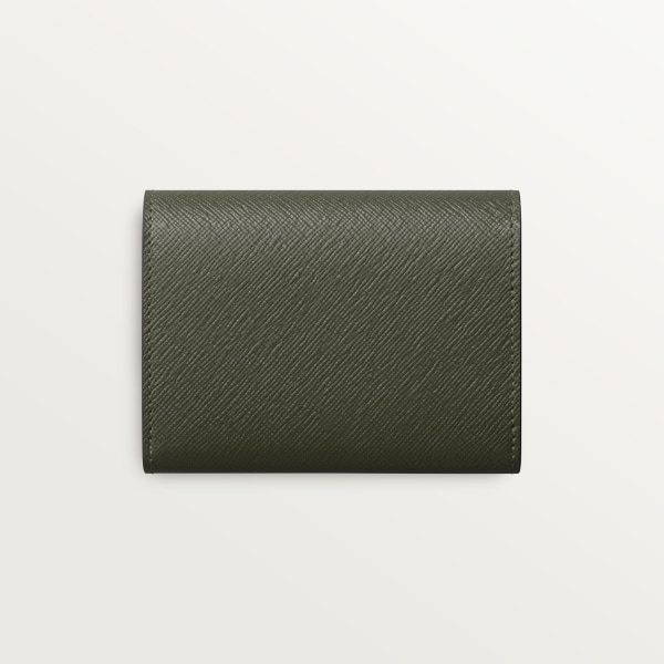 Wallet, C de Cartier Green tea calfskin, golden-finish with gadroon motif