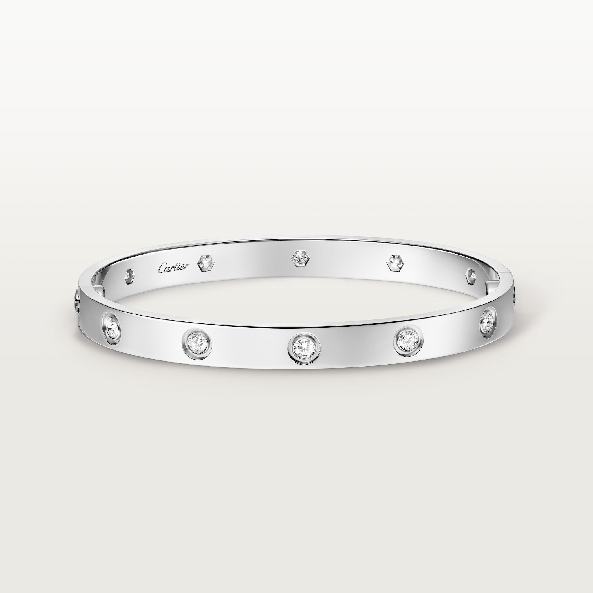 Love bracelet, classic model, 10 diamondsWhite gold, diamonds