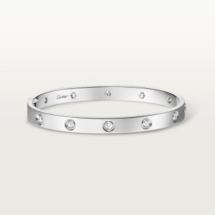 <span class='lovefont'>A </span> bracelet, classic model, 10 diamonds, one screw closure White gold, diamonds