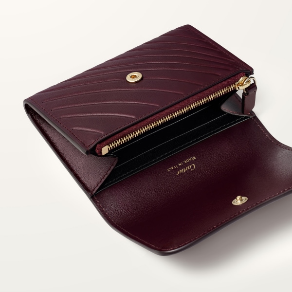 Wallet, Panther C Grape calfskin, embossed Cartier signature motif, golden finish