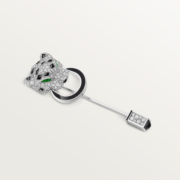 Panthère de Cartier tie pin White gold, emeralds, onyx, diamonds