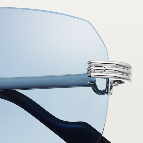 Première de Cartier Sunglasses Smooth platinum-finish metal, light blue lenses