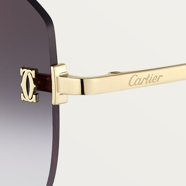 C de Cartier Sunglasses Smooth golden-finish metal, grey lenses