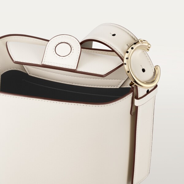 Mini bucket bag, Panthère C Salt white grained calfskin, golden finish