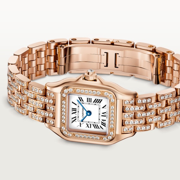Panthère de Cartier watch Small model, quartz movement, rose gold, diamonds