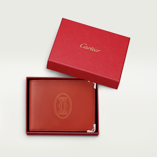 Must de Cartier系列小皮具，短夹 赤陶色小牛皮