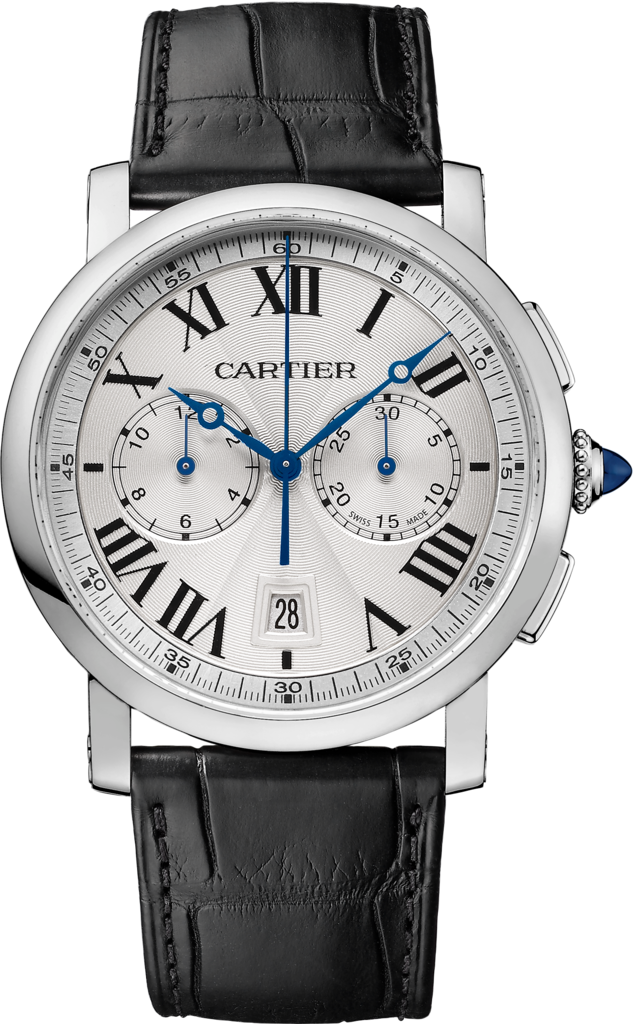 Rotonde de Cartier Chronograph watch40mm, automatic movement, steel, leather