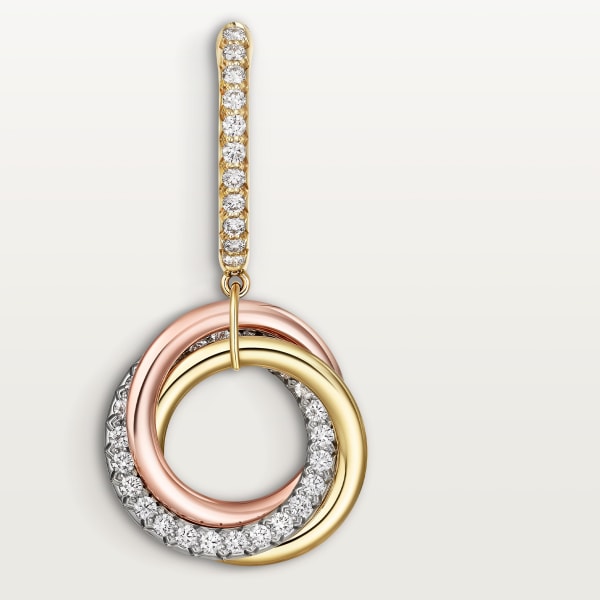 Trinity earrings, semi-paved White gold, yellow gold, rose gold, diamonds