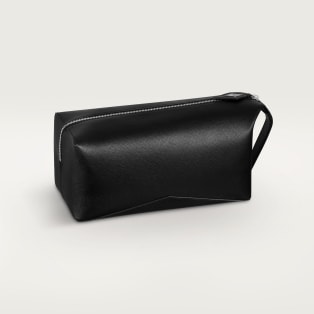 Cartier Losange洗漱包 黑色粒纹小牛皮，镀钯饰面和珐琅