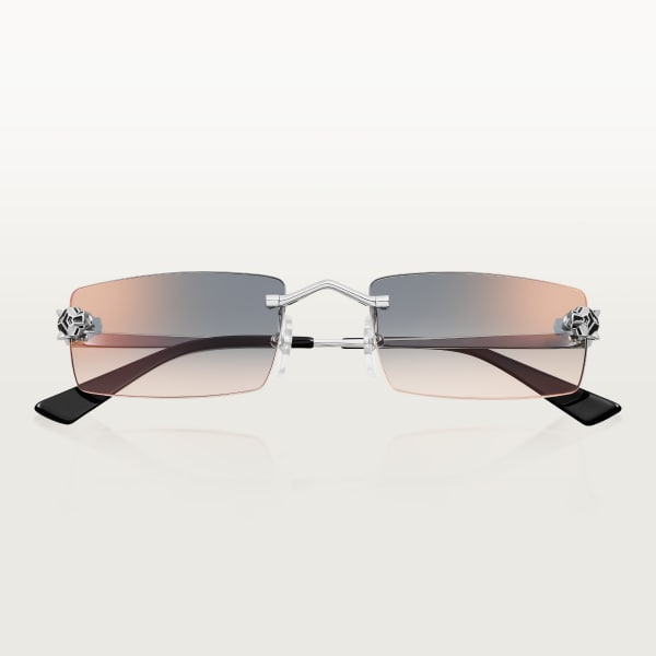 Panthère de Cartier Sunglasses Smooth platinum-finish metal, grey and brown gradient lenses