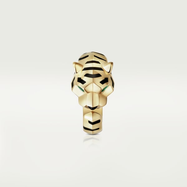 Indomptables de Cartier戒指 黄金，黑漆，缟玛瑙，沙弗莱石