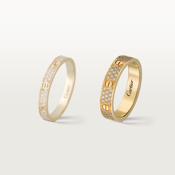 Love ring, small model, paved Yellow gold, diamonds