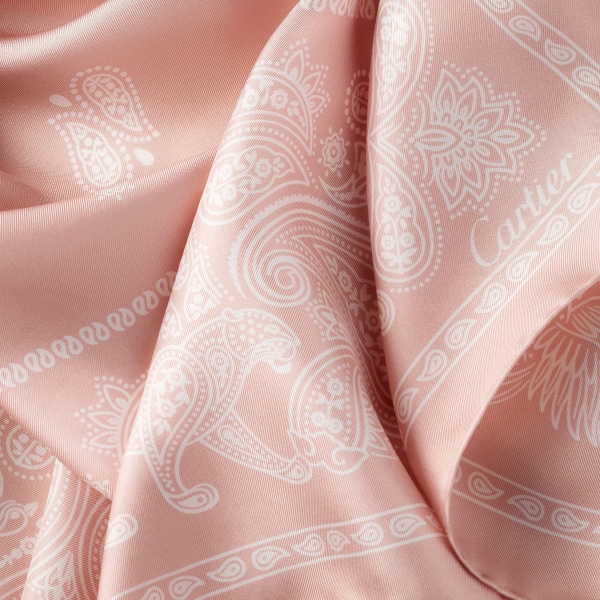 Double C Paisley 90 scarf Pink silk twill