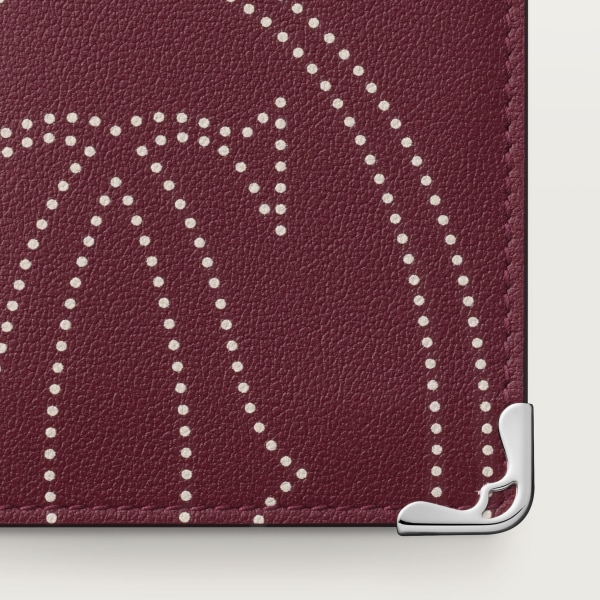 4-Credit Card Holder, Must de Cartier Bordeaux calfskin with XL dots logo print, palladium finish