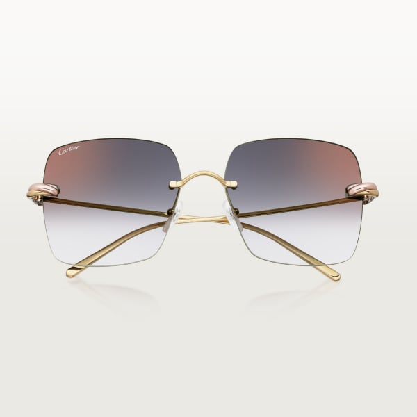Trinity, Sunglasses Black metal, smooth three-tone golden finish, grey lenses