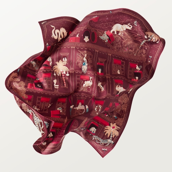 90 Scarf, Precious Address Red silk twill