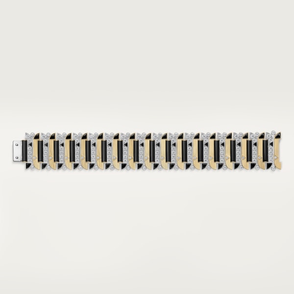 Géométrie & Contrastes bracelet, onyx, paved Yellow gold, white gold, onyx, diamonds