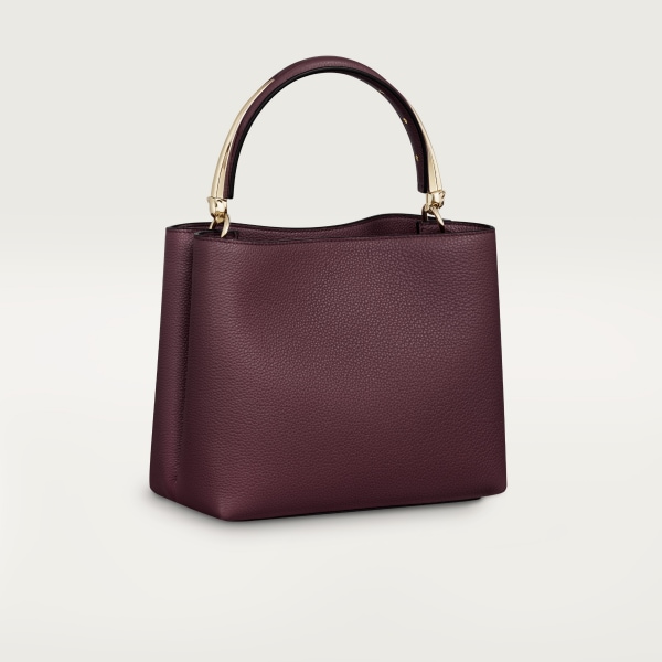 Top handle bag small model, Panthère de Cartier Plum grained calfskin