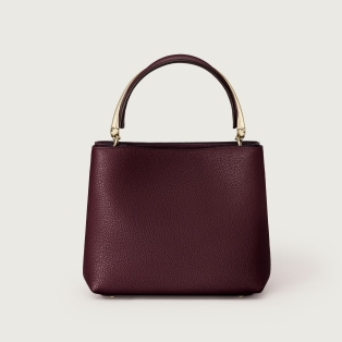 Small model handle bag, Panthère Double Grape grained calfskin, golden finish