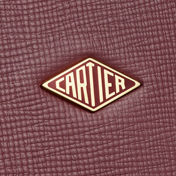 Slim document holder, Cartier Losange Grained burgundy calfskin, golden finish and enamel