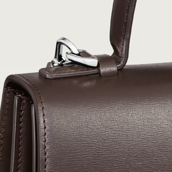Top handle bag small model, Panthère de Cartier Tonka brown calfskin, palladium finish, zebra motif