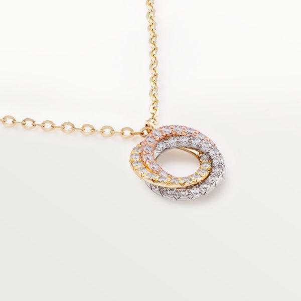 Trinity pendant, paved White gold, yellow gold, rose gold