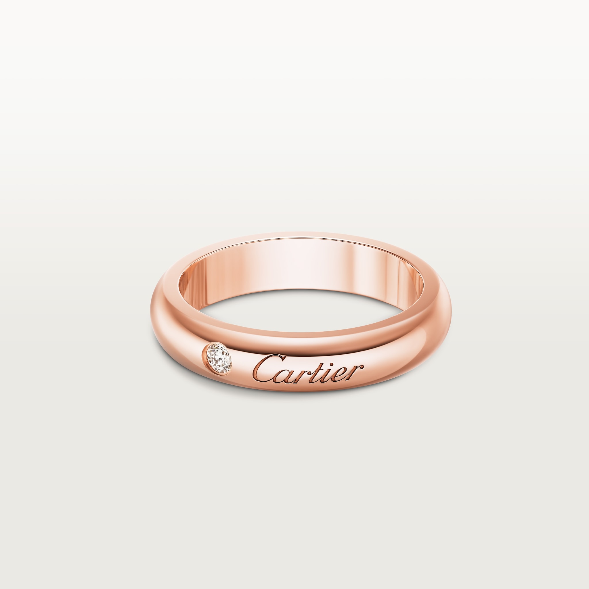 C de Cartier wedding ring, width 4 mm, 1 diamondRose gold, diamond