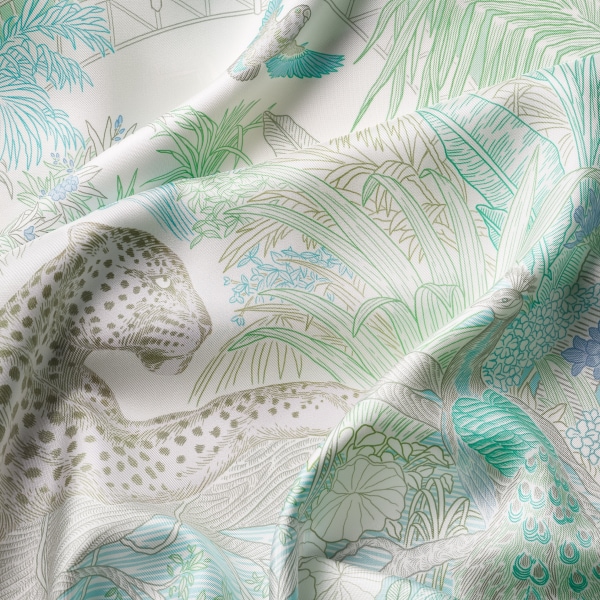 90 Scarf, Panther greenhouse Sage green silk twill