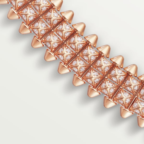 Clash de Cartier necklace, flexible, double, paved  Rose gold, diamonds