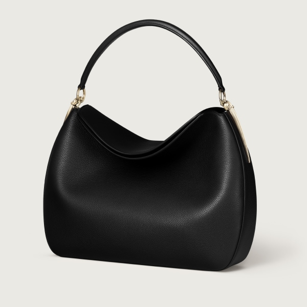 Medium model hobo bag, Panthère Double Grained black calfskin