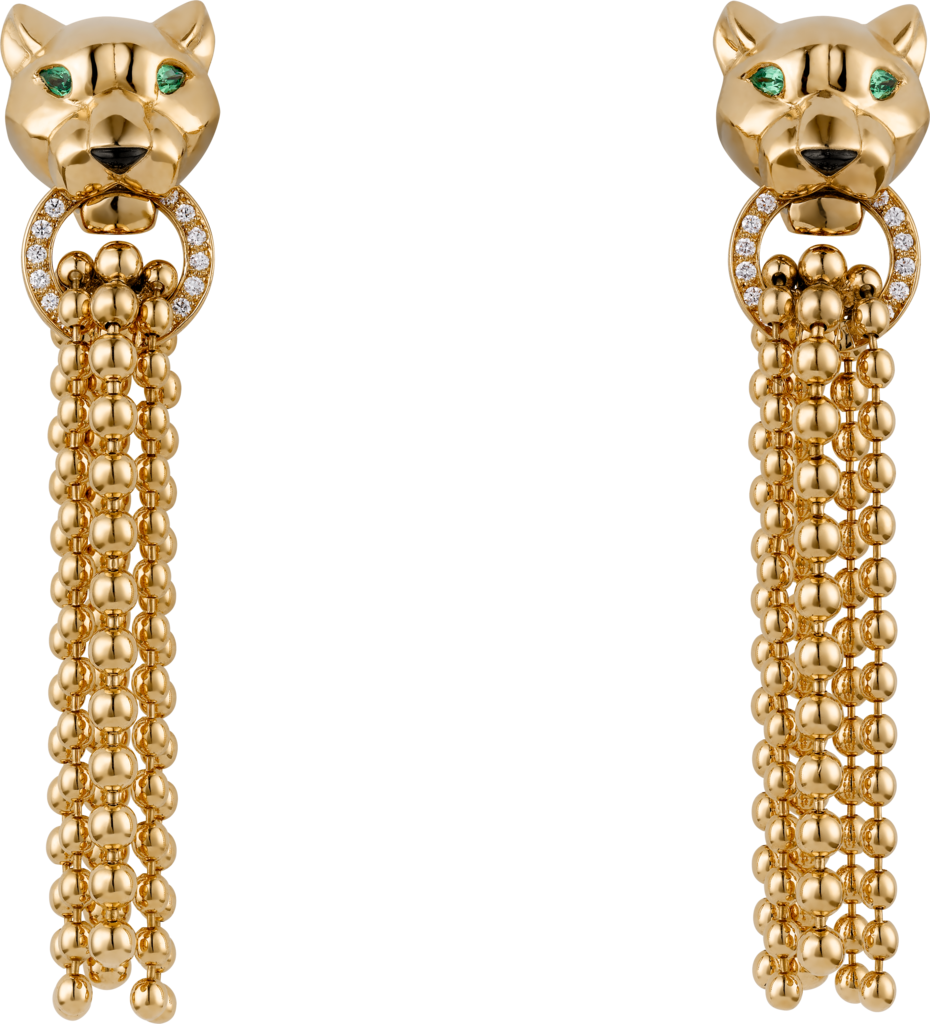 Panthère de Cartier耳环黄金，钻石，沙弗莱石榴石，缟玛瑙