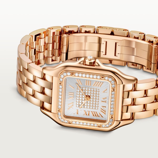 Panthère de Cartier watch Medium model, quartz, rose gold, diamonds