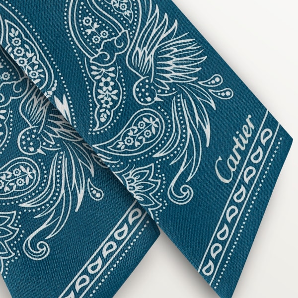 Scarf  Blue silk twill