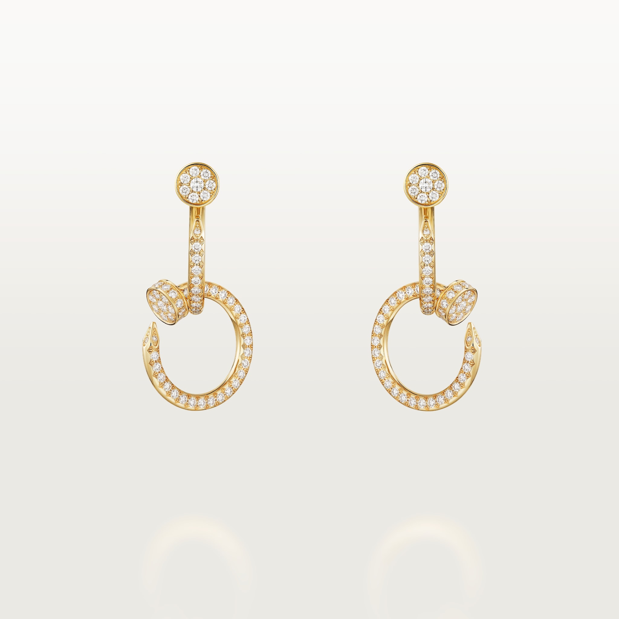 Juste un Clou earrings, double, semi-pavedYellow gold, diamonds