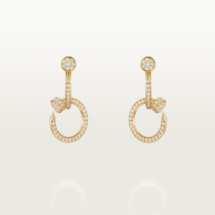Juste un Clou earrings, double, semi-paved Yellow gold, diamonds