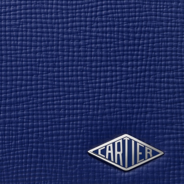 International wallet with zip, Cartier Losange Ink-coloured grained calfskin, palladium finish and ink-coloured enamel
