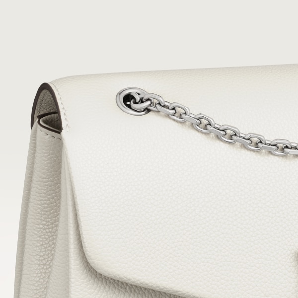 Small model chain bag, Panthère Graphique de Cartier Salt white grained calfskin, golden finish