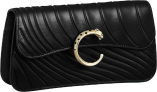 迷你链条手袋，Panthère de Cartier卡地亚猎豹系列 黑色小牛皮，烫印卡地亚标识图案，镀金饰面