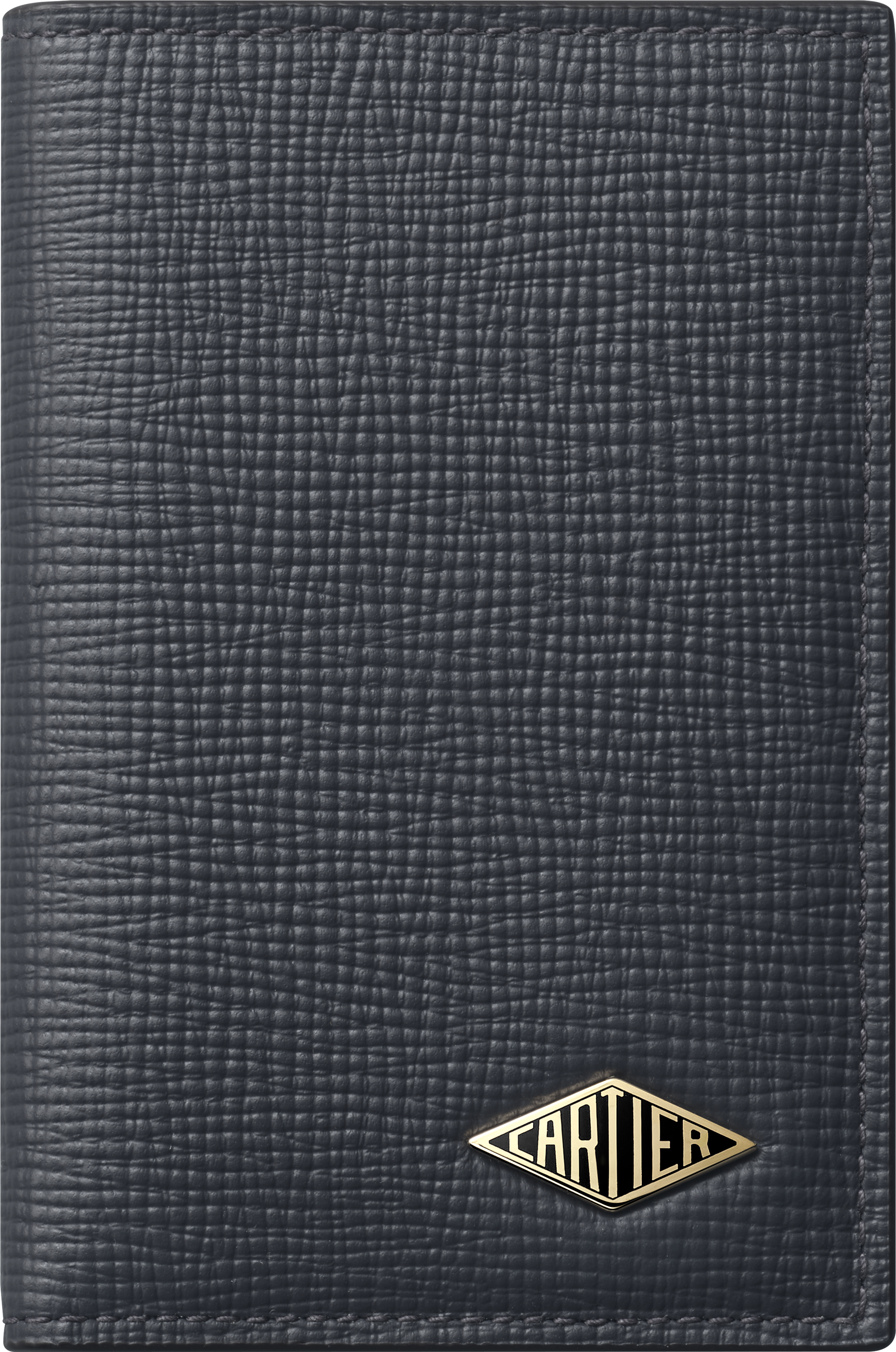 4 credit card holder, Cartier LosangeSlate grey and sky blue grained calfskin, golden finish and slate grey enamel