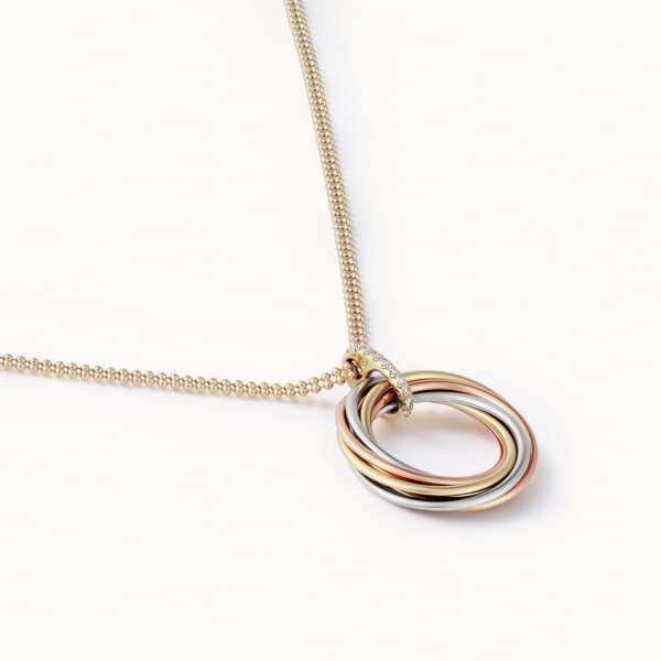 Trinity necklace, seven rows, diamonds White gold, yellow gold, rose gold