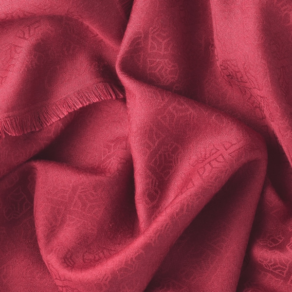 Shawl, Panthère Graphique Burgundy cashmere, wool and silk