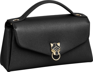 Nano model chain bag, Panthère Graphique de Cartier Black grained calfskin, golden finish