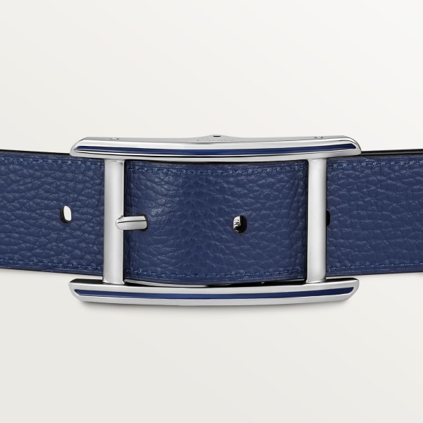 Belt, Tank de Cartier Black and blue grained cowhide, palladium-finish buckle
