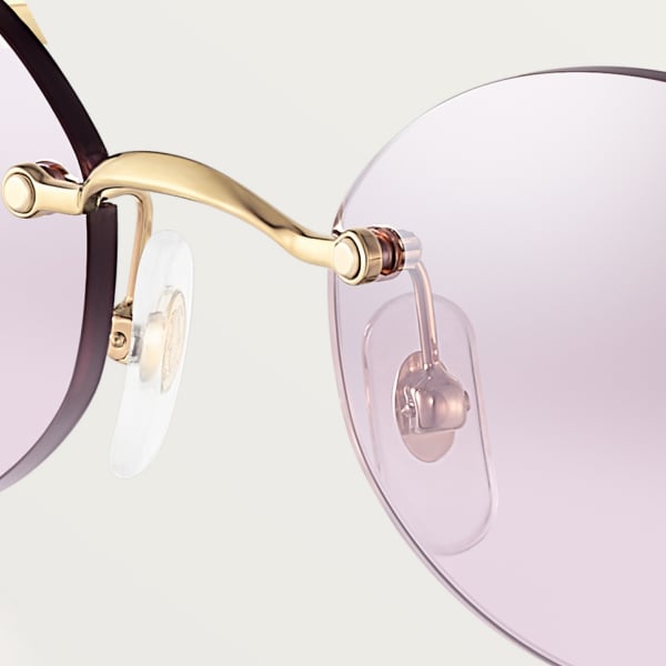C de Cartier Sunglasses Smooth golden-finish metal, light pink lenses