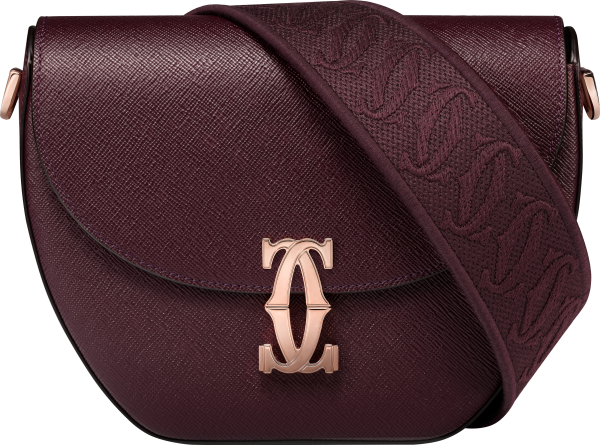 Hobo bag, C de Cartier Grape textured calfskin, embroidery, rose golden finish