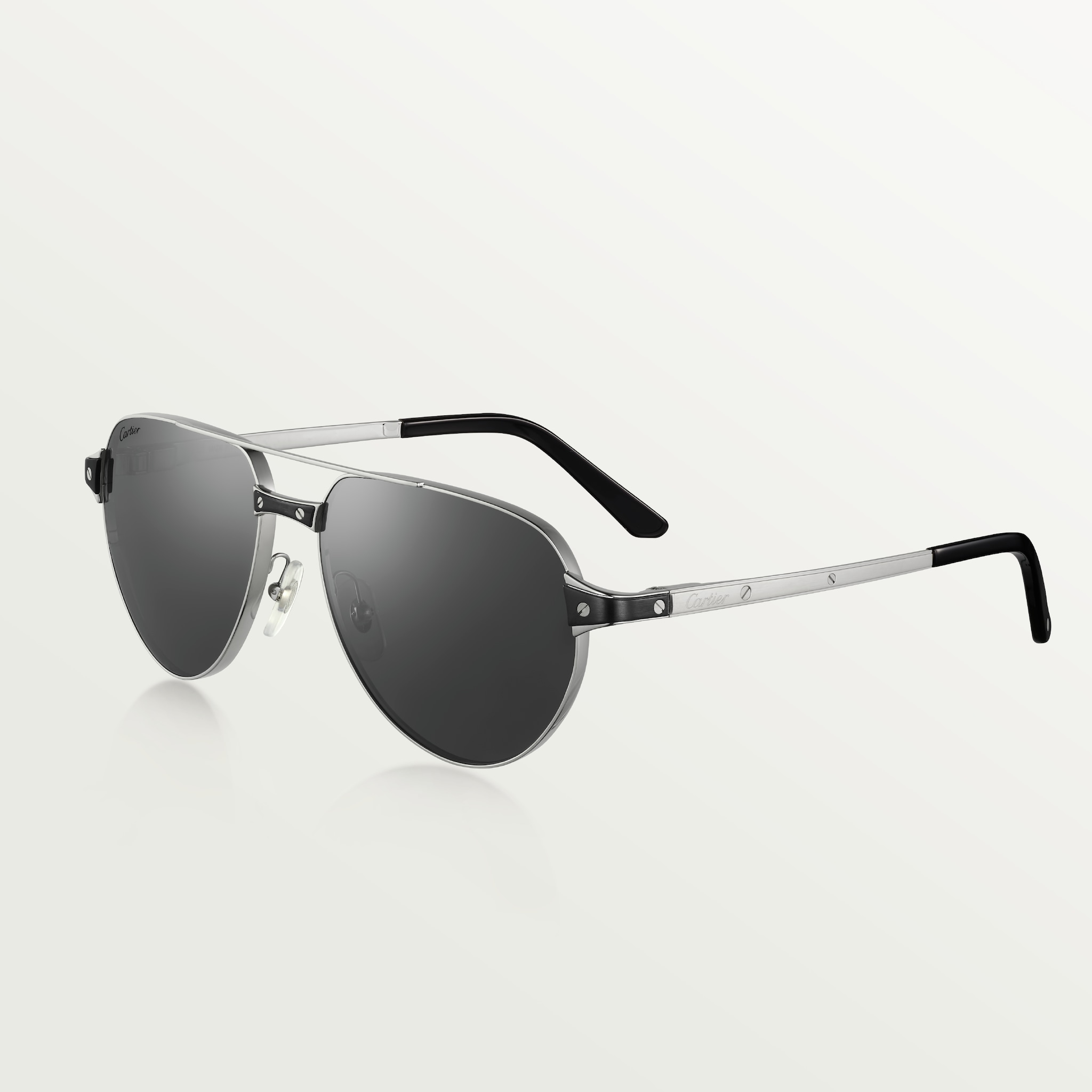 Santos de Cartier sunglassesSmooth and brushed platinum-finish metal, grey lenses