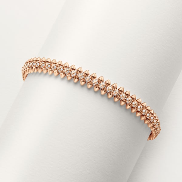 Clash de Cartier bracelet, flexible, small model, paved  Rose gold, diamonds