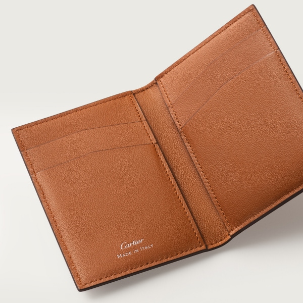 4 credit card holder, Cartier Losange Shadow Caramel-coloured and burgundy calfskin